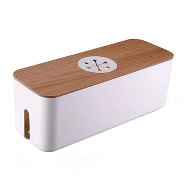 Organizador de Cabos com Tampa de Bambu